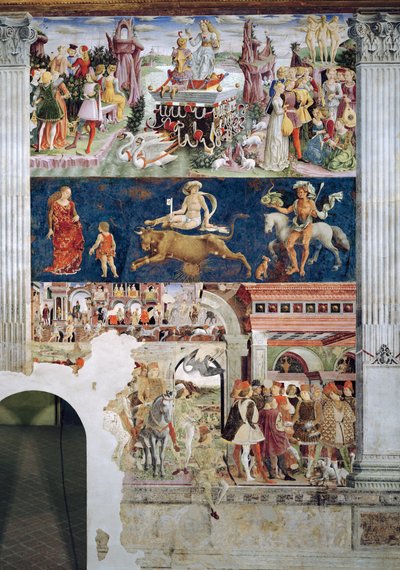 De triomf van Venus: april uit de Kamer van de Maanden, ca. 1467-70 door Francesco del Cossa
